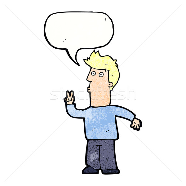 cartoon man signalling with hand with speech bubble Stock photo © lineartestpilot