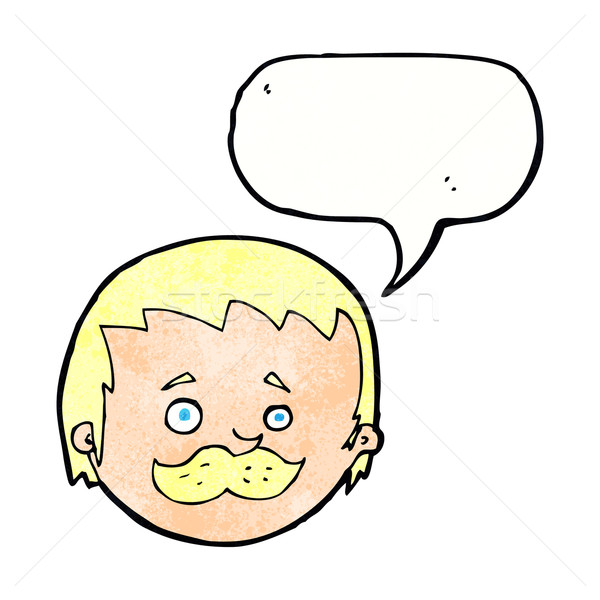 Stock photo: cartoon man with mustache with speech bubble