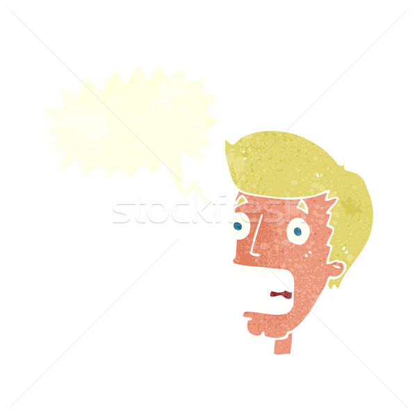 Cartoon przerażony człowiek dymka strony projektu Zdjęcia stock © lineartestpilot