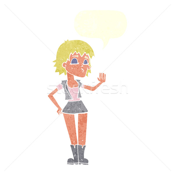 cartoon cool girl with speech bubble Stock photo © lineartestpilot