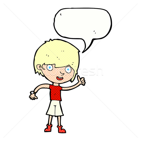 Cartoon jongen positieve houding tekstballon hand man Stockfoto © lineartestpilot