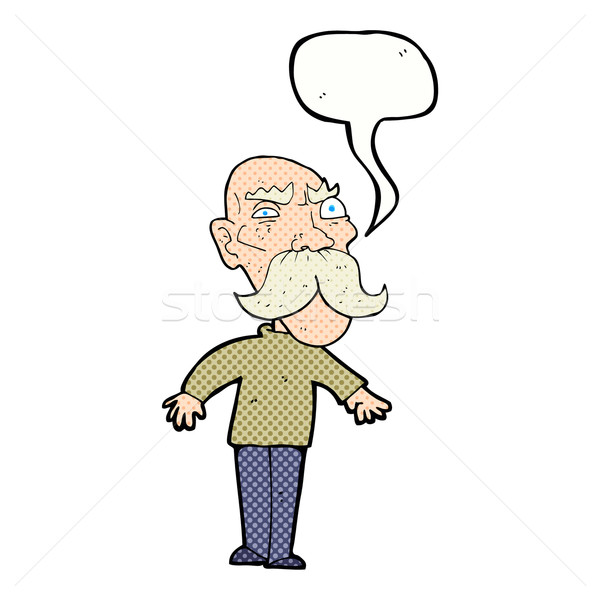 Rajz mérges idős férfi szövegbuborék kéz férfi Stock fotó © lineartestpilot