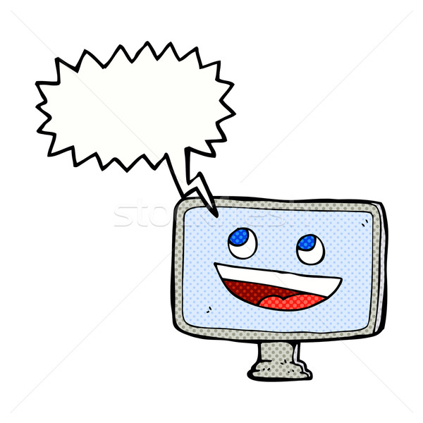 Cartoon pantalla del ordenador bocadillo mano diseno loco Foto stock © lineartestpilot