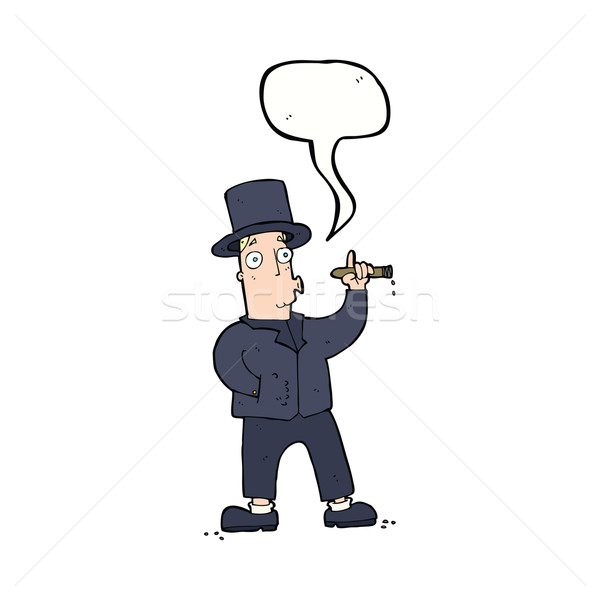 Karikatür sigara içme beyefendi konuşma balonu el adam Stok fotoğraf © lineartestpilot