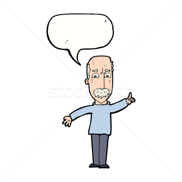 Desenho animado homem popa aviso balão de fala mão Foto stock © lineartestpilot