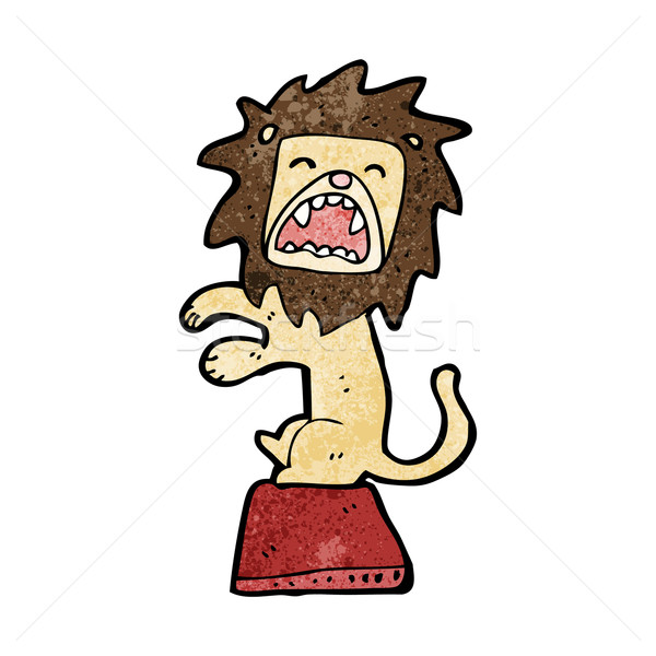Löwen Karikatur Retro Zirkus Zeichnung cute Stock foto © lineartestpilot