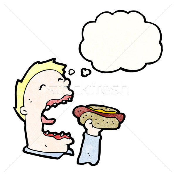 Stockfoto: Cartoon · hebzuchtig · man · eten · retro