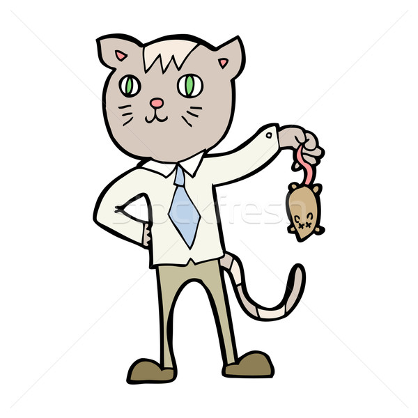 cartoon business cat with dead mouse Stock photo © lineartestpilot