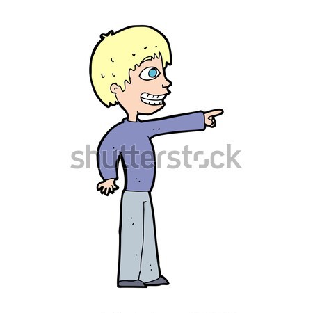 cartoon grinning boy pointing Stock photo © lineartestpilot