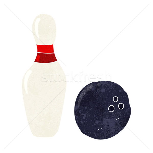 Zehn Pin Bowling Karikatur Hand Design Stock foto © lineartestpilot