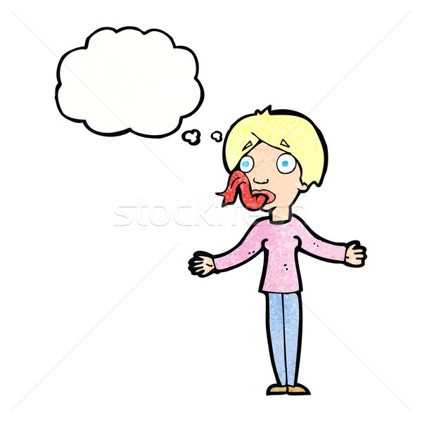 Stock photo: cartoon woman telling lies with thought bubble