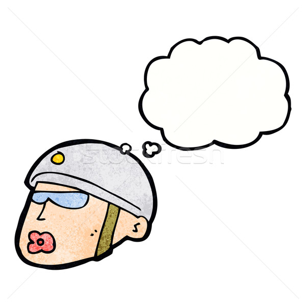 Cartoon policjant głowie bubble myśl strony projektu Zdjęcia stock © lineartestpilot