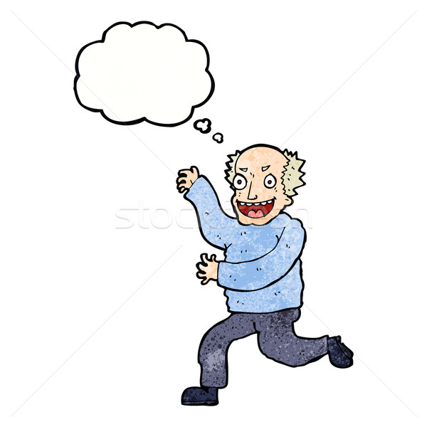Cartoon kwaad oude man gedachte bel hand man Stockfoto © lineartestpilot