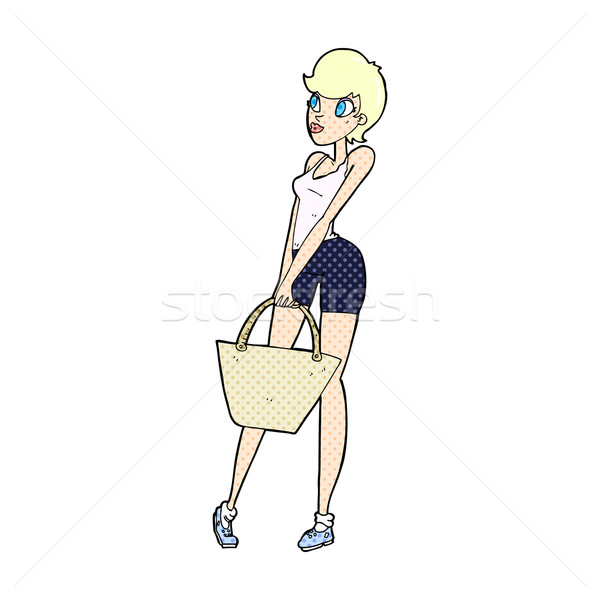 comic cartoon attractive woman shopping Stock photo © lineartestpilot