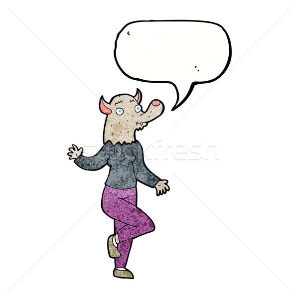 Cartoon danse loup-garou femme bulle main Photo stock © lineartestpilot