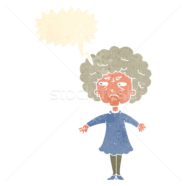 Cartoon gorzki staruszka dymka kobieta strony Zdjęcia stock © lineartestpilot