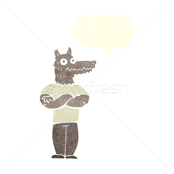 Cartoon loup-garou bulle main design tête Photo stock © lineartestpilot