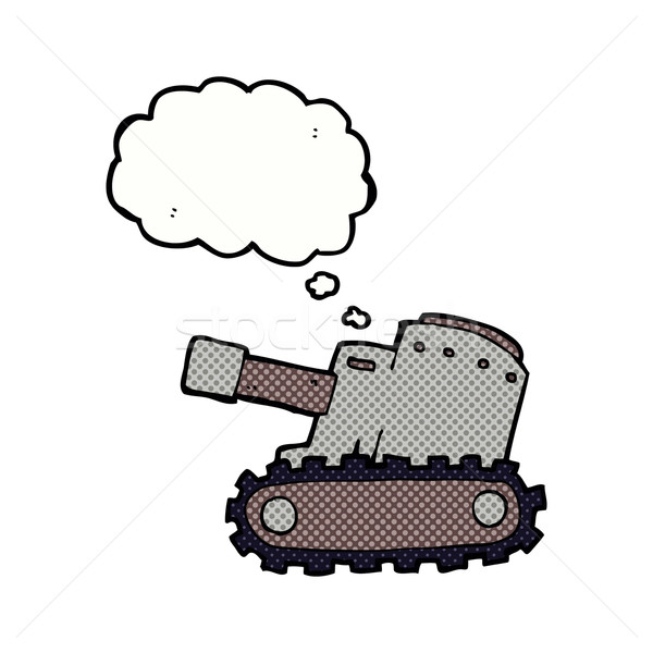 Cartoon ejército tanque burbuja de pensamiento mano diseno Foto stock © lineartestpilot