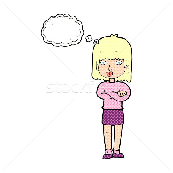 Cartoon impaziente donna bolla di pensiero mano design Foto d'archivio © lineartestpilot