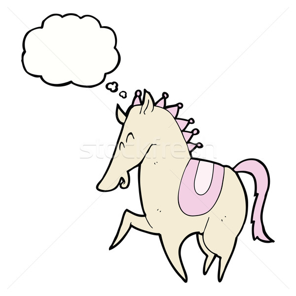 cartoon prancing horse with thought bubble Stock photo © lineartestpilot