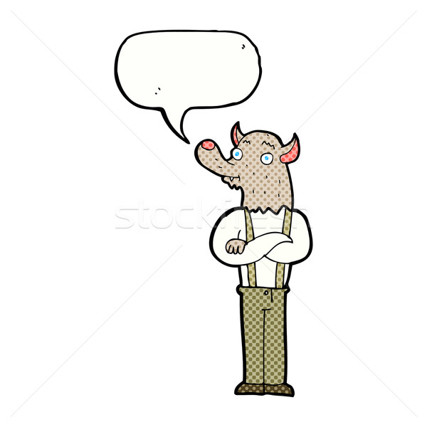 Cartoon accueillant loup-garou bulle main homme Photo stock © lineartestpilot
