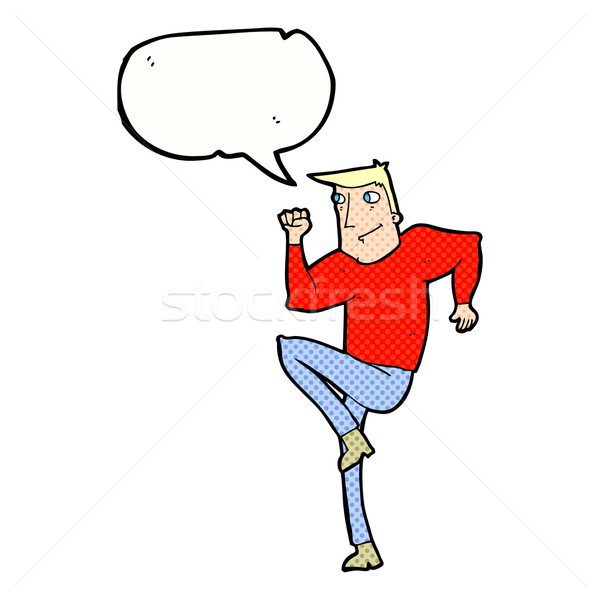 Cartoon man jogging plek tekstballon hand Stockfoto © lineartestpilot