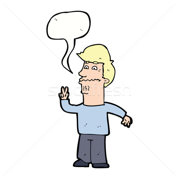 cartoon man giving peace sign with speech bubble Stock photo © lineartestpilot