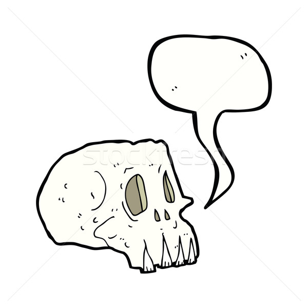 cartoon spooky skull with speech bubble Stock photo © lineartestpilot