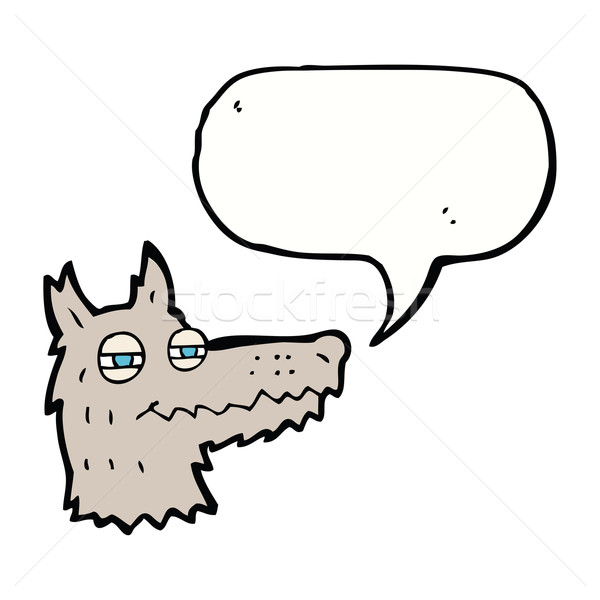 cartoon smug wolf face with speech bubble Stock photo © lineartestpilot