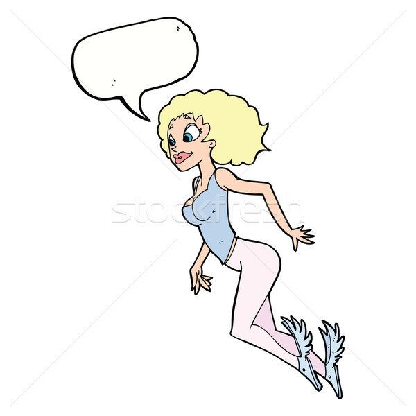 cartoon flying woman with speech bubble Stock photo © lineartestpilot