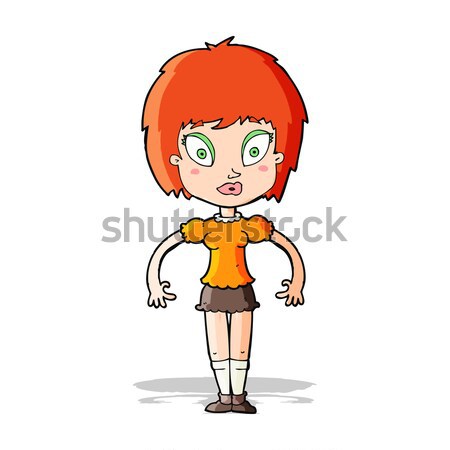 Stock photo: comic cartoon woman with crossed arms