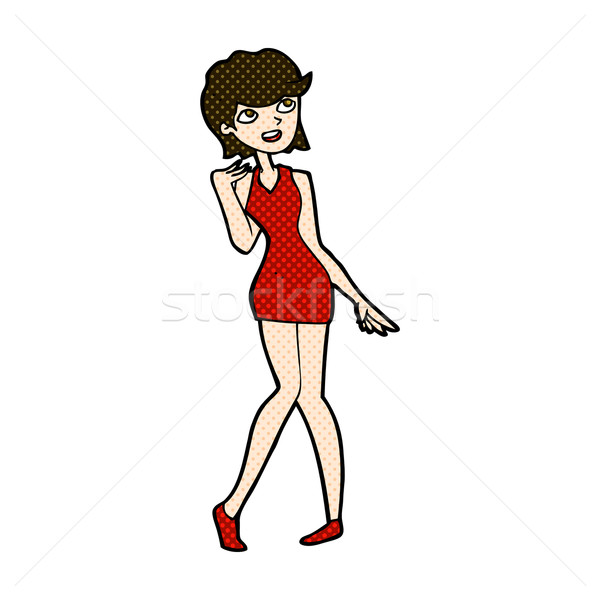 Fumetto cartoon donna abito da cocktail retro Foto d'archivio © lineartestpilot