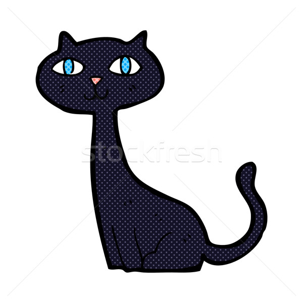 Stock photo: comic cartoon black cat