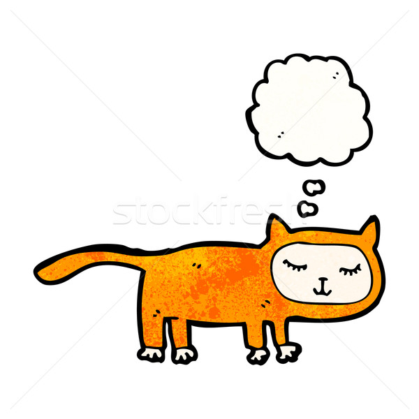 Karikatür kedi düşünce balonu Retro düşünme çizim Stok fotoğraf © lineartestpilot