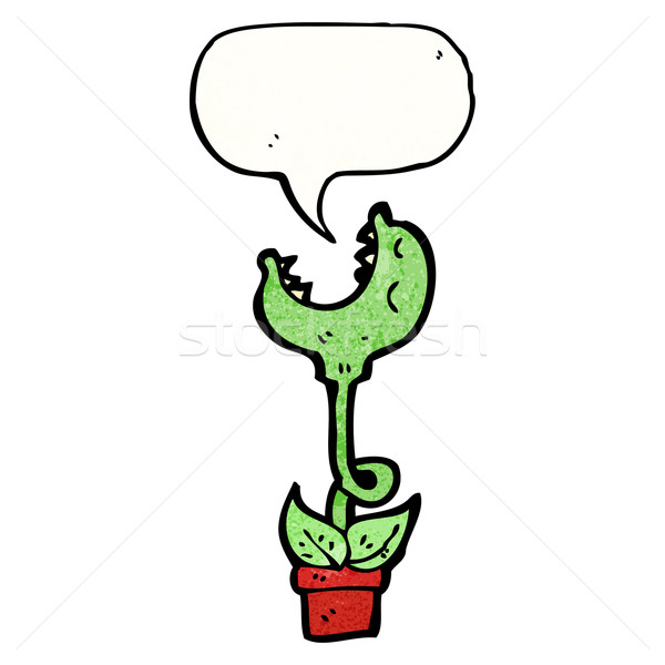 Mięsożerny roślin cartoon retro tekstury odizolowany Zdjęcia stock © lineartestpilot