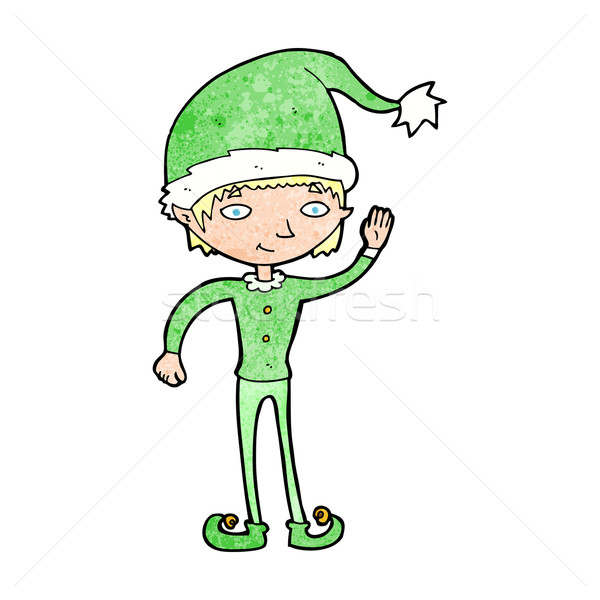 cartoon waving christmas elf Stock photo © lineartestpilot