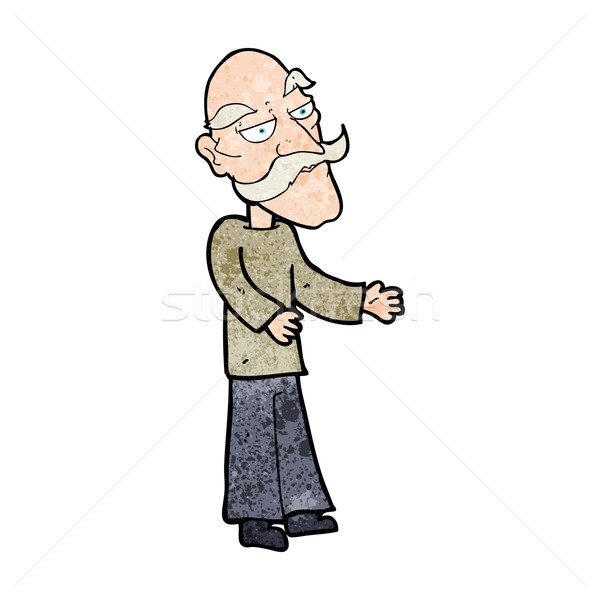 Cartoon oude man snor hand man ontwerp Stockfoto © lineartestpilot