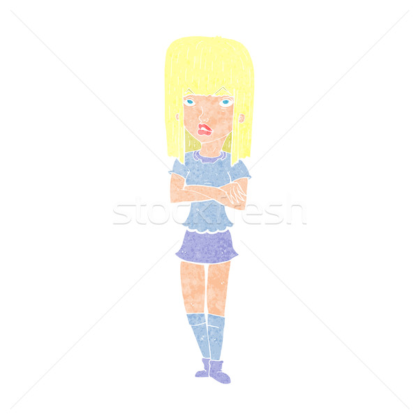 cartoon girl with crossed arms Stock photo © lineartestpilot