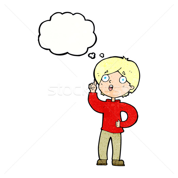 cartoon boy with idea with thought bubble Stock photo © lineartestpilot