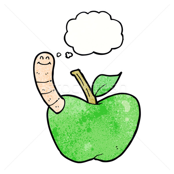 cartoon apple with worm with thought bubble Stock photo © lineartestpilot