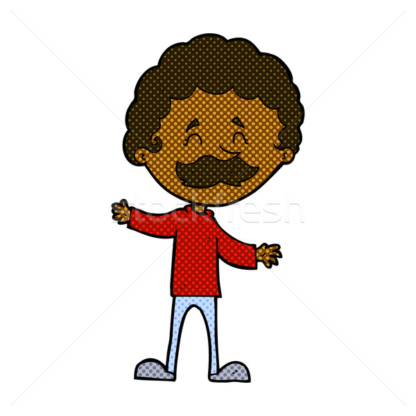 comic cartoon happy man with mustache Stock photo © lineartestpilot