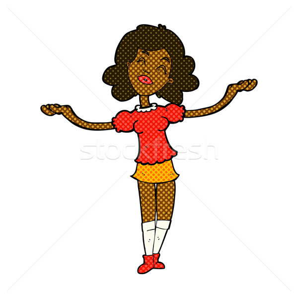 Komik karikatür kadın övgü Retro Stok fotoğraf © lineartestpilot
