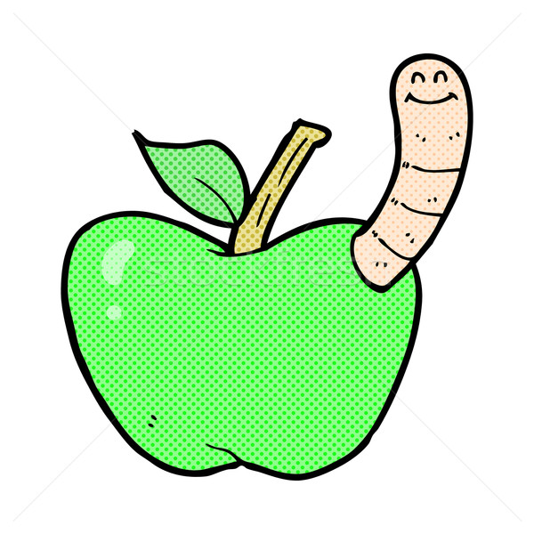 Comic desen animat măr vierme retro Imagine de stoc © lineartestpilot