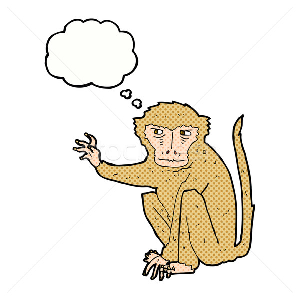Cartoon kwaad aap gedachte bel hand ontwerp Stockfoto © lineartestpilot
