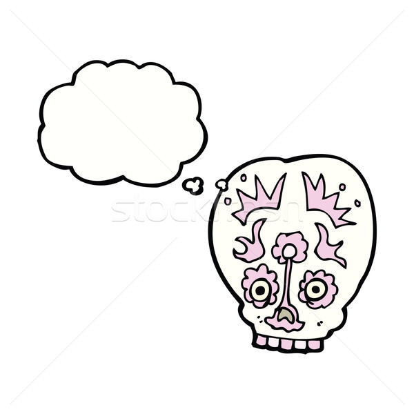 cartoon sugar skull with thought bubble Stock photo © lineartestpilot