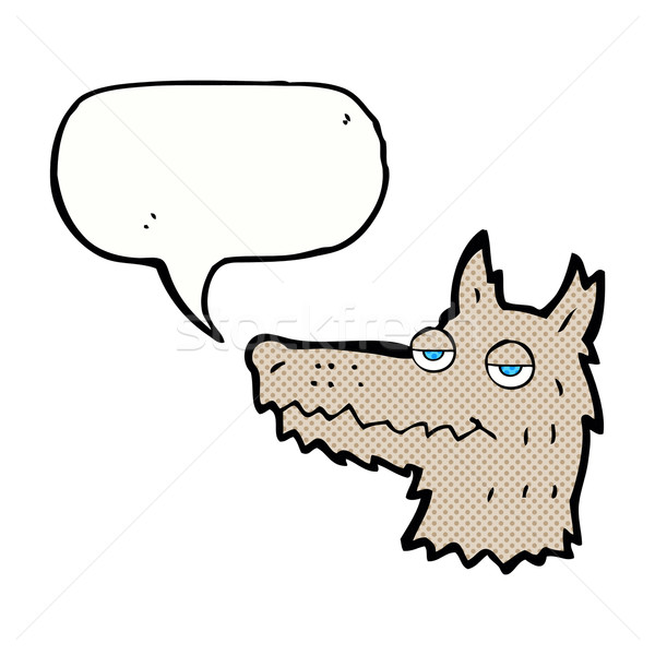 Cartoon loup tête bulle main design [[stock_photo]] © lineartestpilot