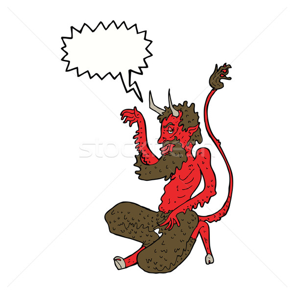 Karikatur traditionellen Teufel Sprechblase Hand Design Stock foto © lineartestpilot