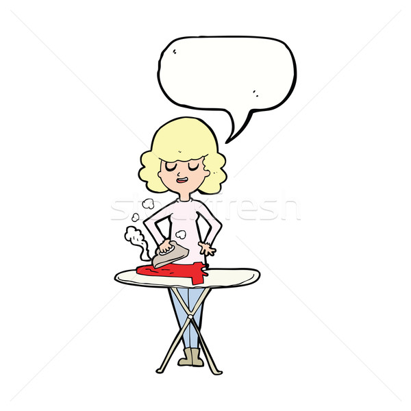 cartoon woman ironing with speech bubble Stock photo © lineartestpilot