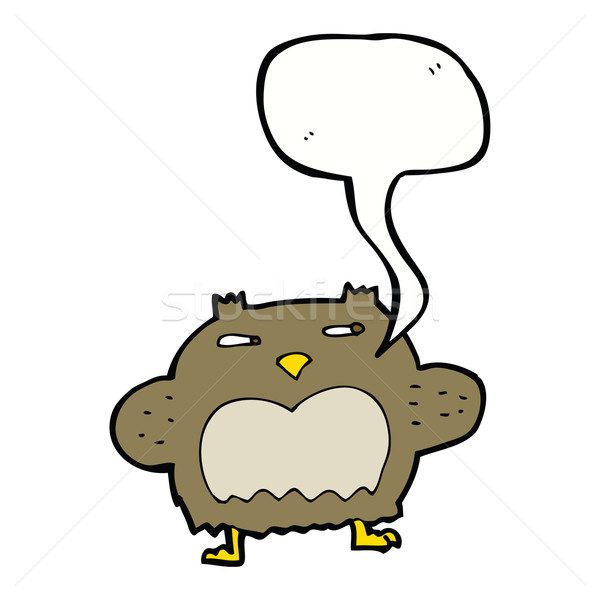 cartoon suspicious owl with speech bubble Stock photo © lineartestpilot