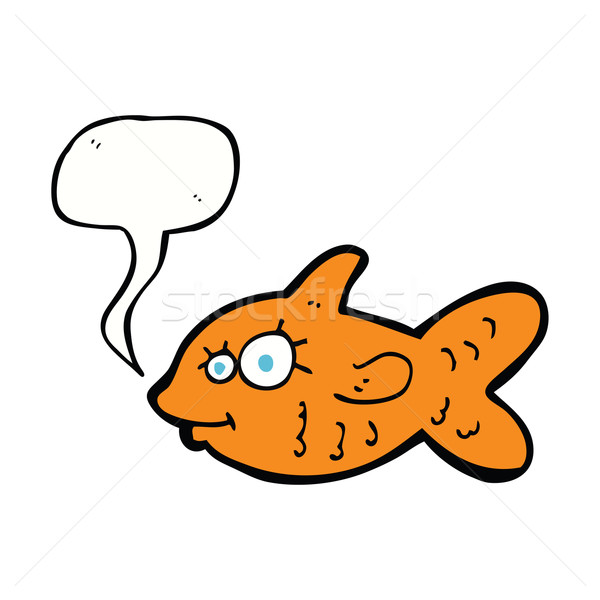 Cartoon счастливым Goldfish речи пузырь стороны лице Сток-фото © lineartestpilot